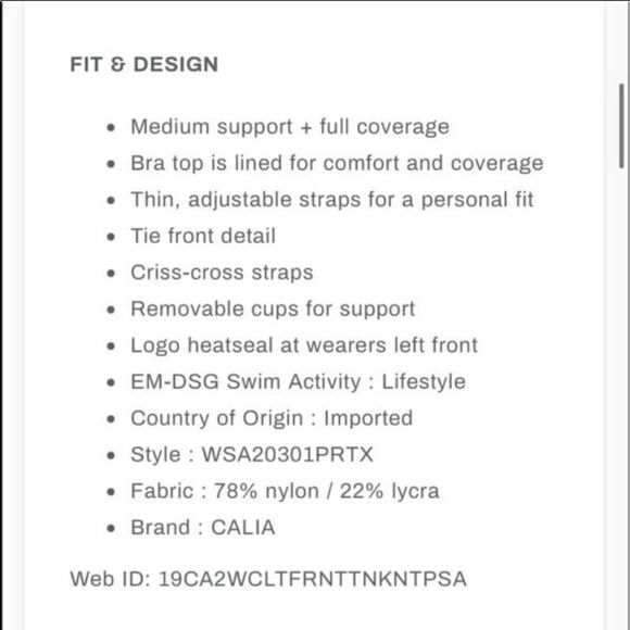 Calia swim tank   - Picture 4 of 5